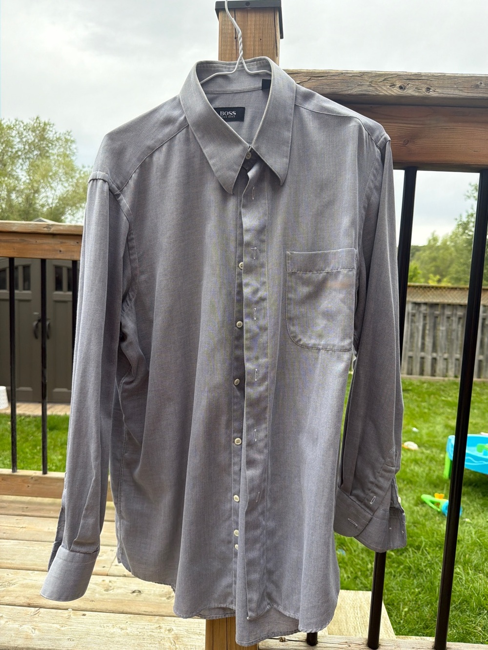 BOSS Hugo Boss Men's Grey Long Sleeve Dress Shirt Size 42 16.5